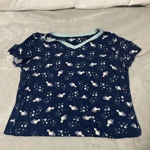 Navy Star & Heart Short Sleeve Pajama dress